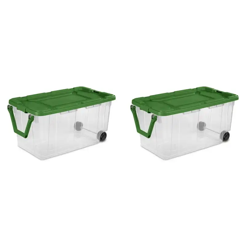 

160 Qt. Wheeled Storage Box Elf Green Set of 2