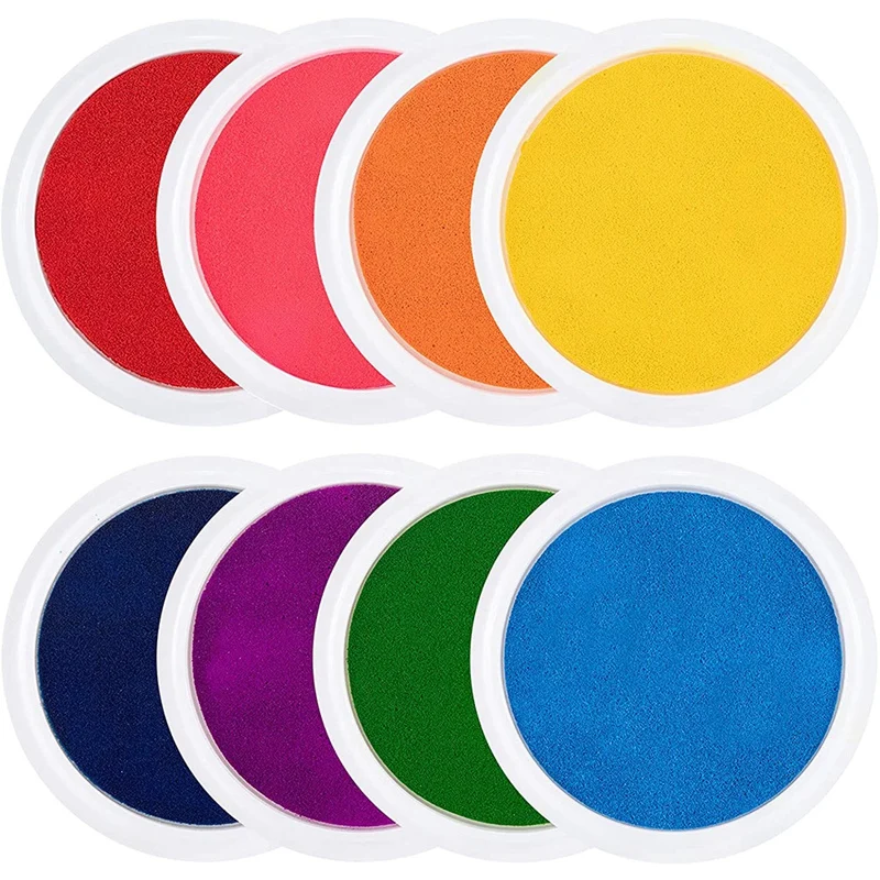 

8Pcs Round Craft Ink Pad- DIY Fingerprint Ink Pad Stamps Partner Washable Color Painting Card Making Stamp Pad For Craft
