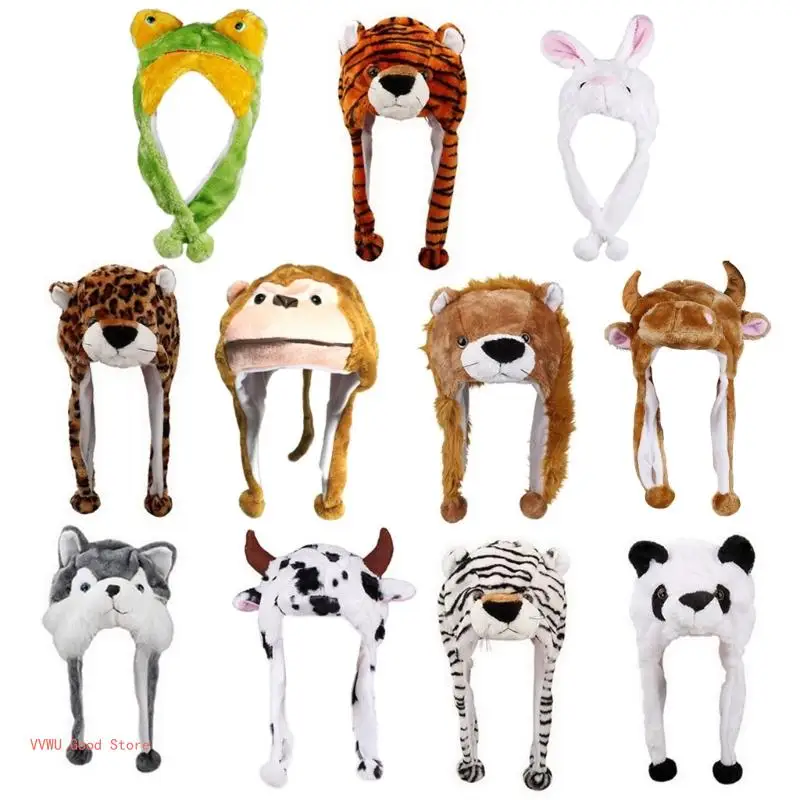 

Plush Hat Super Warm With Ear Flaps Funny Party Stuffed Animal Toy Winter Cap
