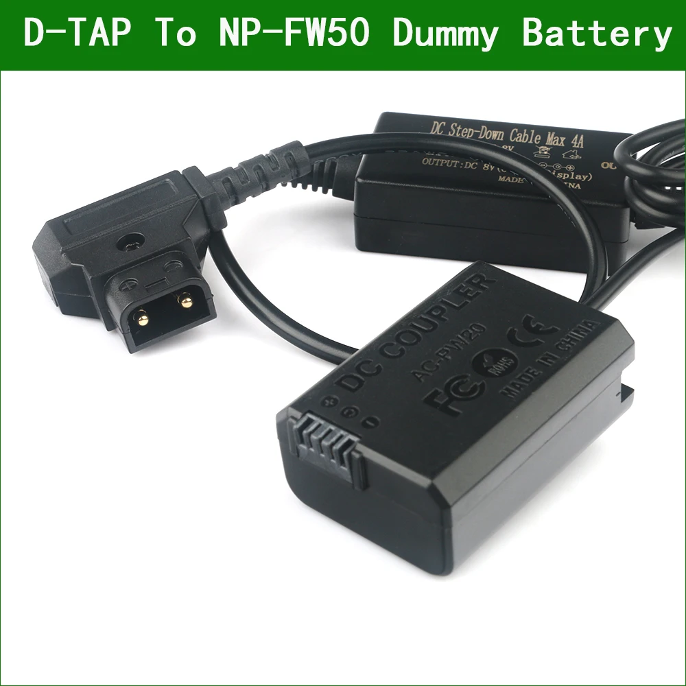 D-TAP To NP-FW50 Dummy Battery AC-PW20 DC Coupler for Sony a3000 a5000 a5100 a6000 a6100 a6300 a6400 a6500 a7000 a7 a7S a7R