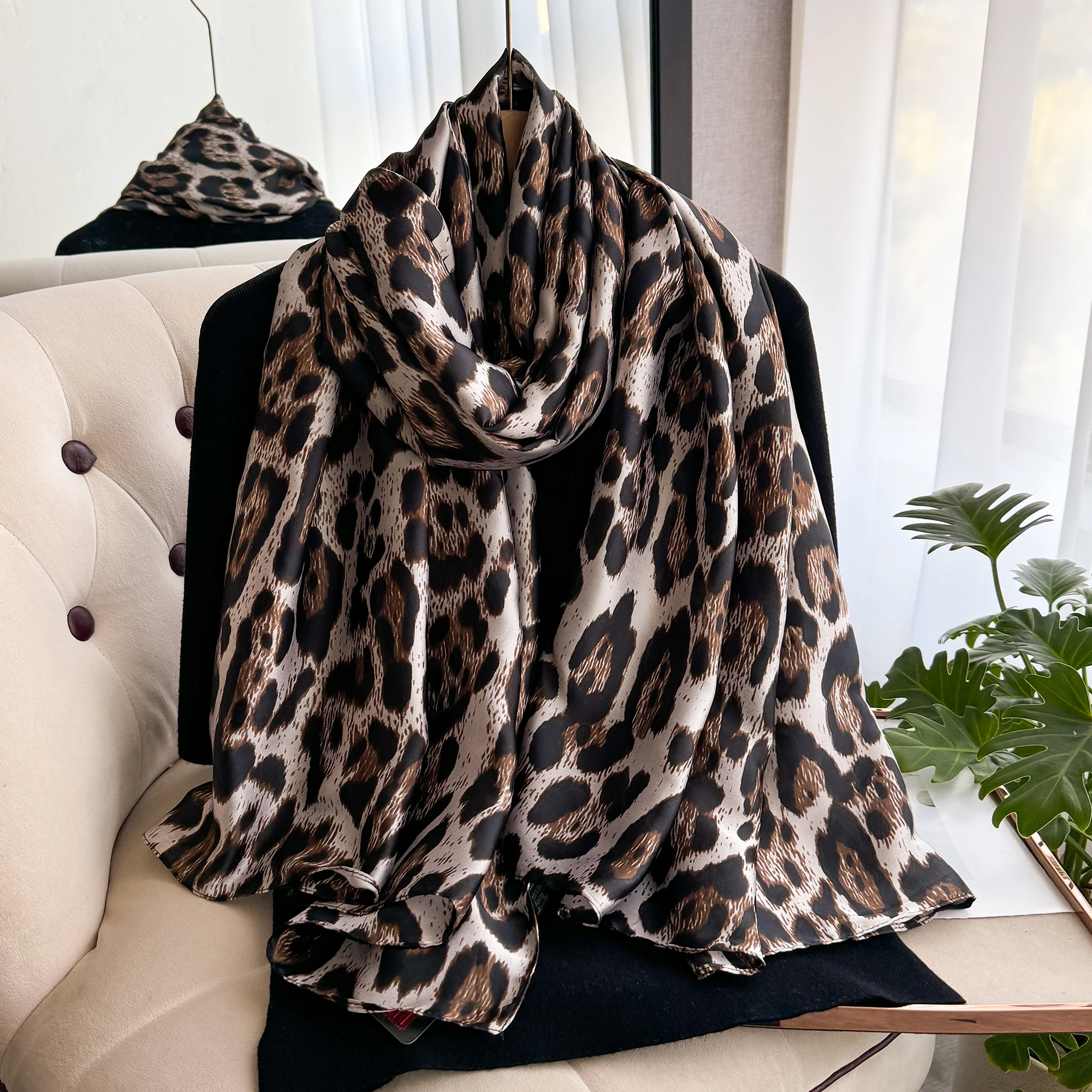 Весенний мягкий шелковый шарф высокого качества женский элегантный с