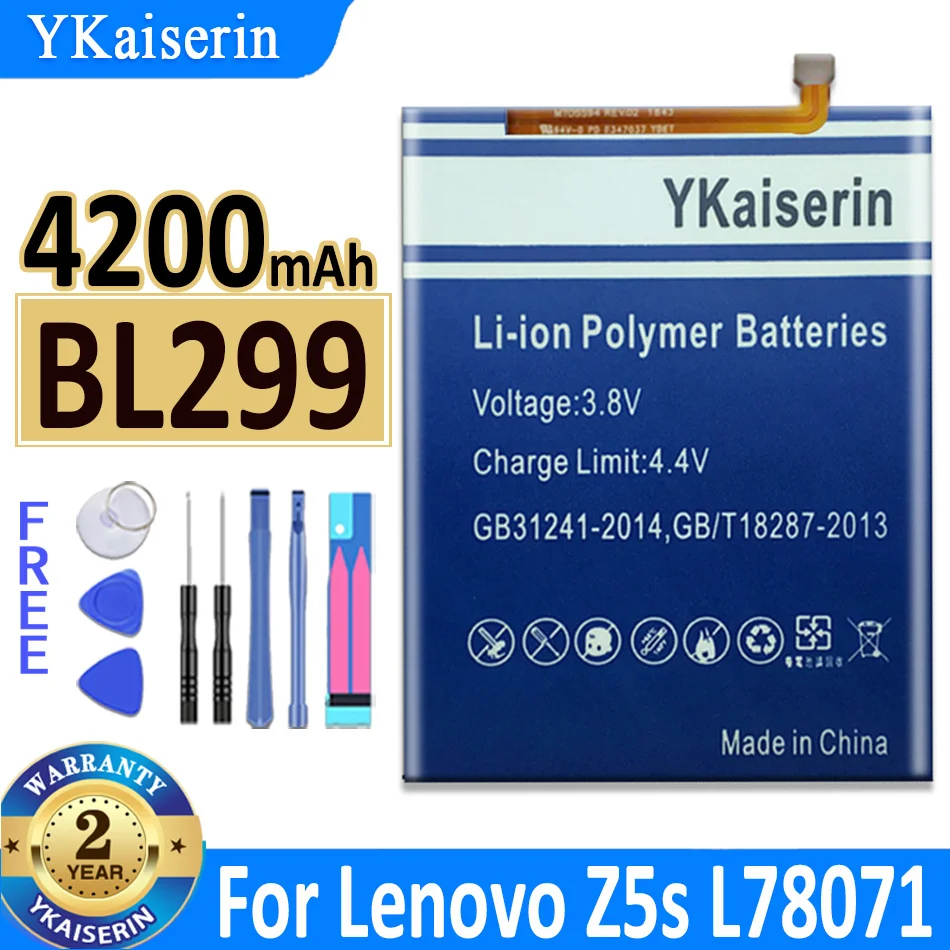 

Аккумулятор ykaisзаверin BL299 BL 299 на 4200 мА · ч для Lenovo Z5s L78071, 6,3 дюйма, гарантия 1 год