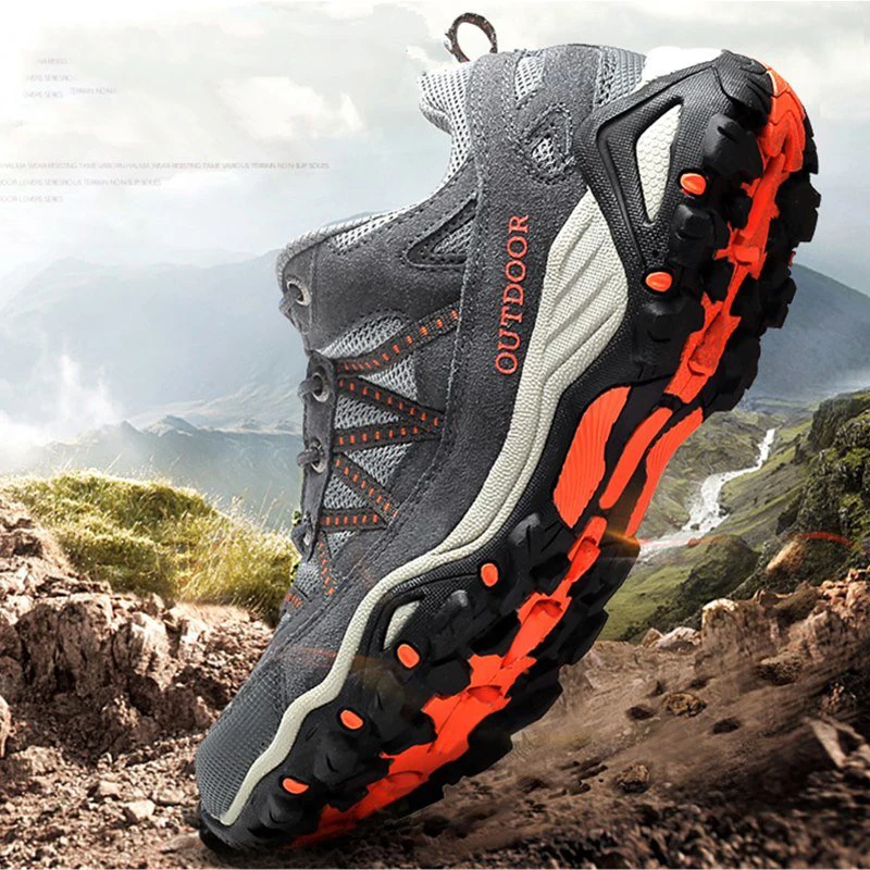 JIEMIAO High Quality Non-Slip Men and Women Hiking Shoes Mesh Breathable Tactical Climbing Trekking Shoes Unisex Outdoor Sneaker
