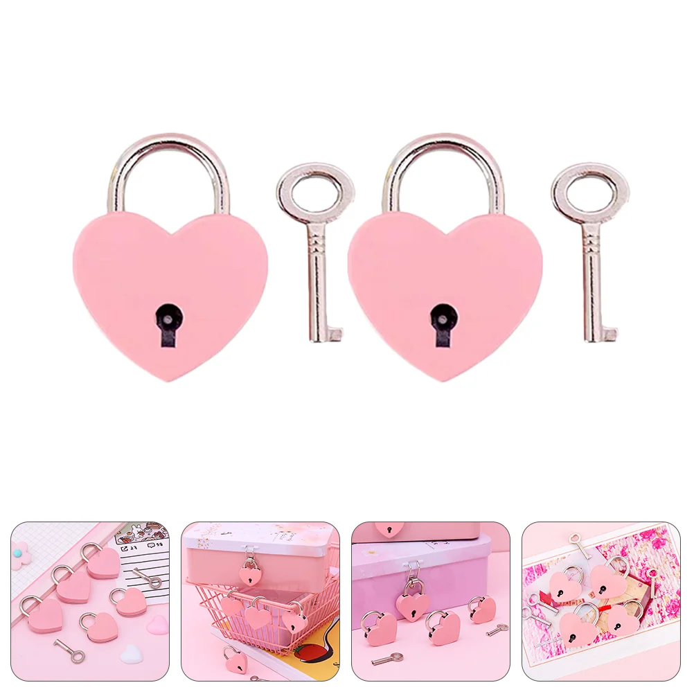 

2 Pcs Tiny Padlock Travel Lock Heart Shaped Padlock Heart Jewelry Box Small Locks Metal Padlocks Vintage Jewelry Box