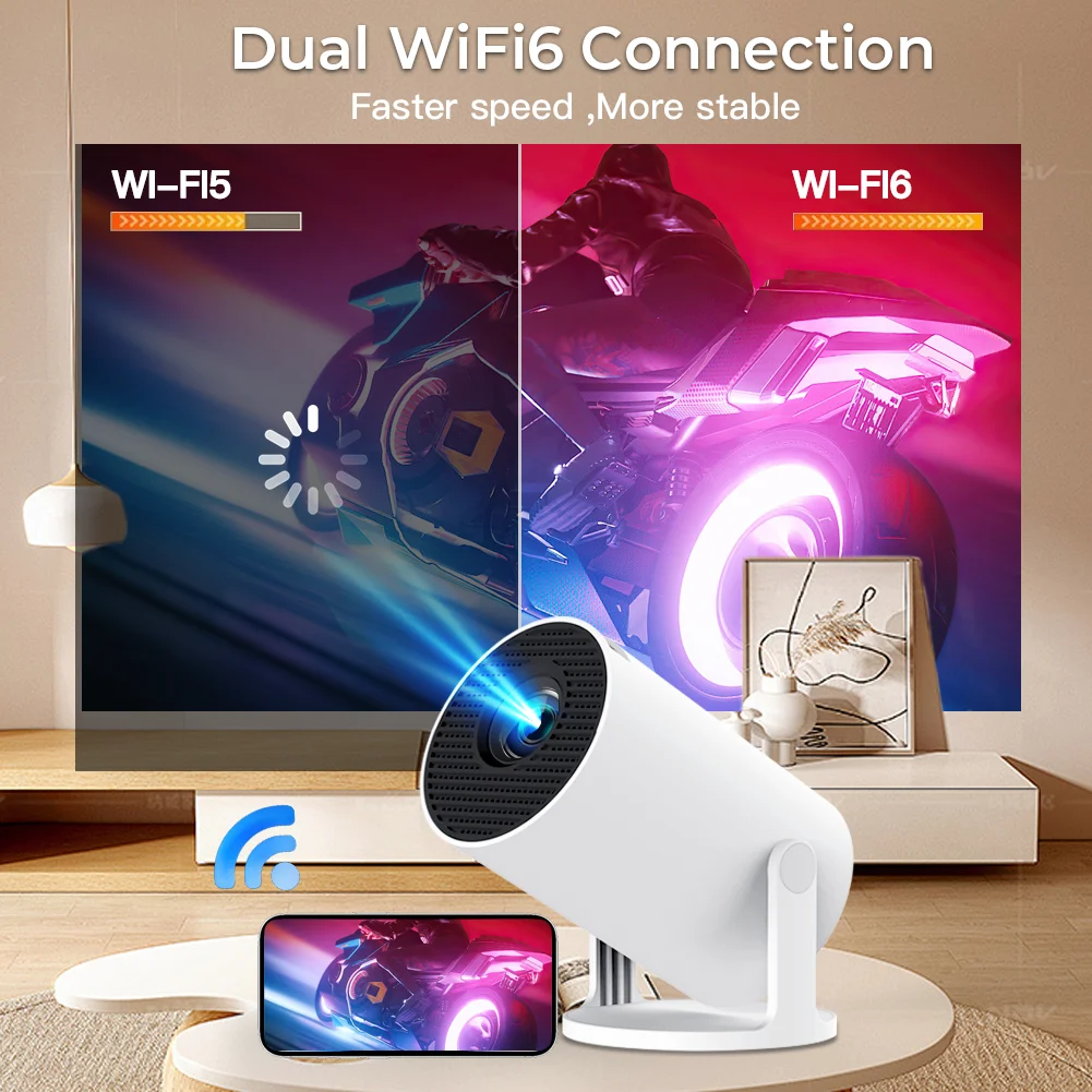 Фото Ультракороткофокусный проектор X1BR 0.8:1, Android 14, воспроизведение 1080P 4K, 5G WiFi6, компактный для домашнего кинотеатра и использования на улице