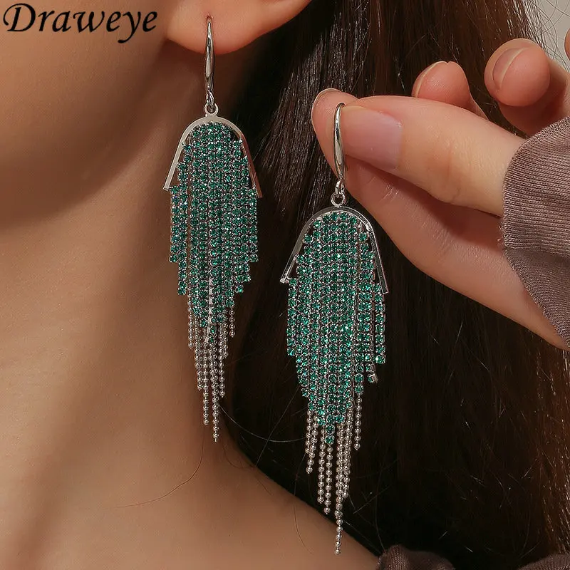 

Draweye Geometric Tassels Earrings for Women Korean Fashion Vintage Elegant Jewerly Shiny Simple Sweet Pendientes Mujer