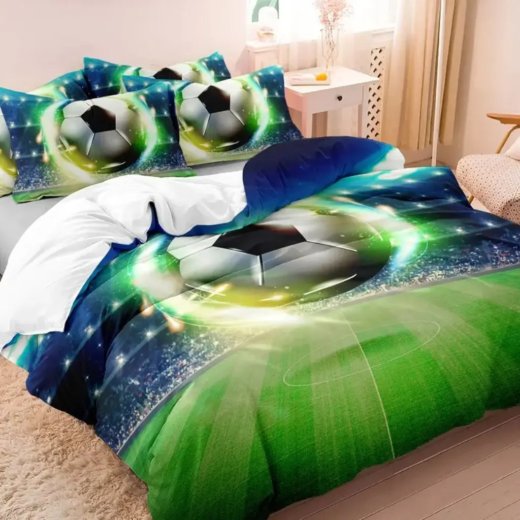 3 шт. комплект пододеяльников из полиэстера с футбольным принтом постельного