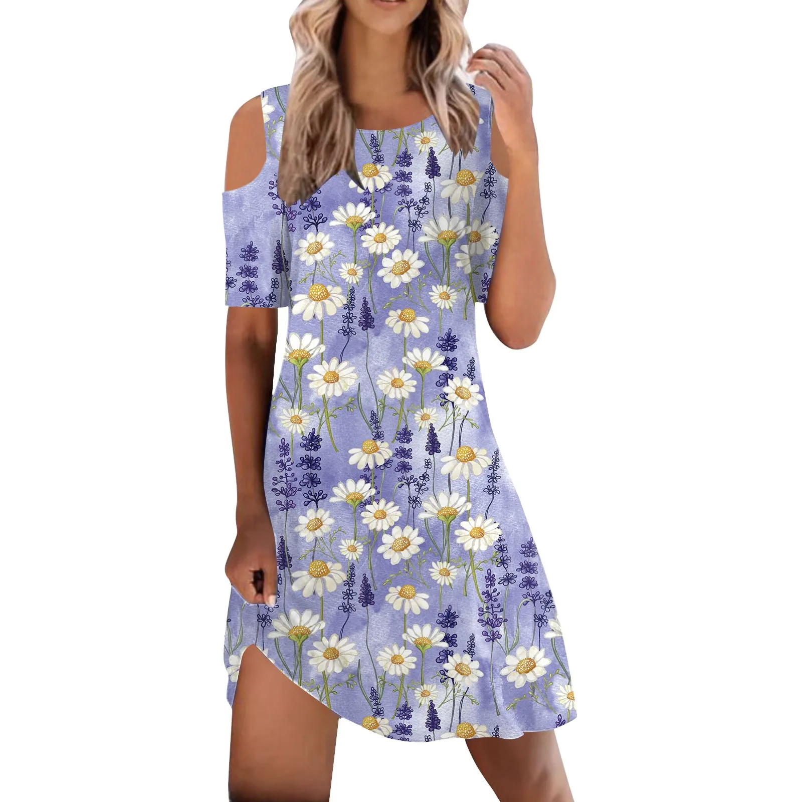 

2023 Women's Summer Dress Short Sleeve Dress Round Neck Waist Beach Casual Halter Mini Casual Dresses Knee Length for Women