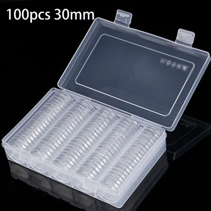 

Accessories Coin capsules Plastic Transparent 100x30mm Case Clear Collection Container Holder Protection Round