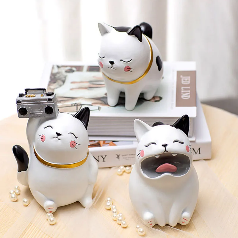 

Creative Music Cat Resin Crafts Living Room Decor Figurines Home Decoration Accessories Office Desktop Ornament Birthday Gift