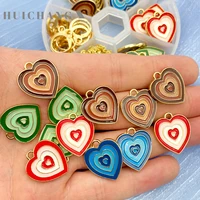 10pcs alloy color multilayer heart charms for jewelry making fashion earrings necklace accessories pendants diy wholesale bulk