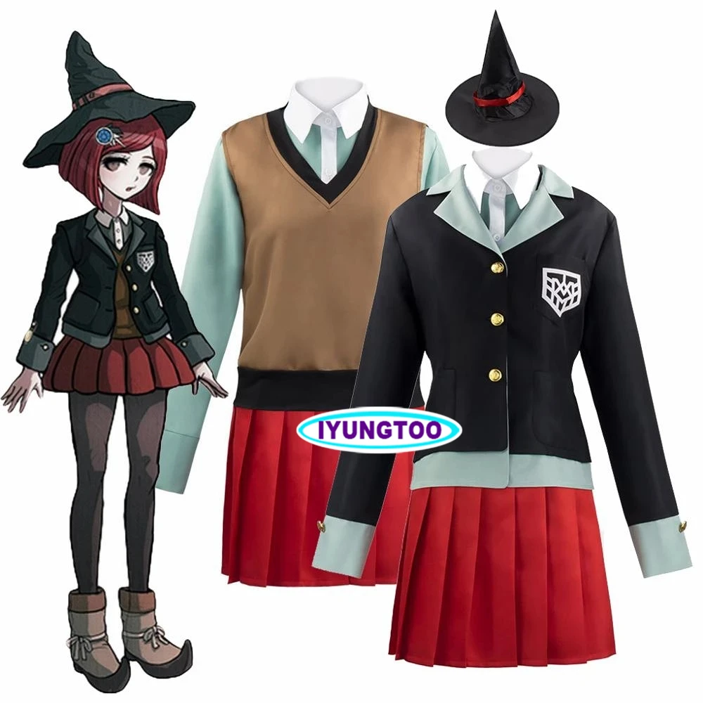 

Himiko Yumeno Anime Danganronpa Cosplay Costume Halloween Party Woman Girls Japanese Shool Uniform With Magic Hat