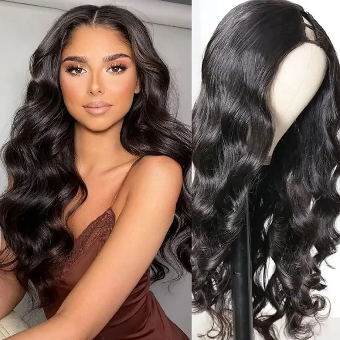 

Glueless 24 inch 180 Density Body Wave U Part Wig European Remy Human Hair Wigs Jewish Natural Color Soft Wig For Black Women