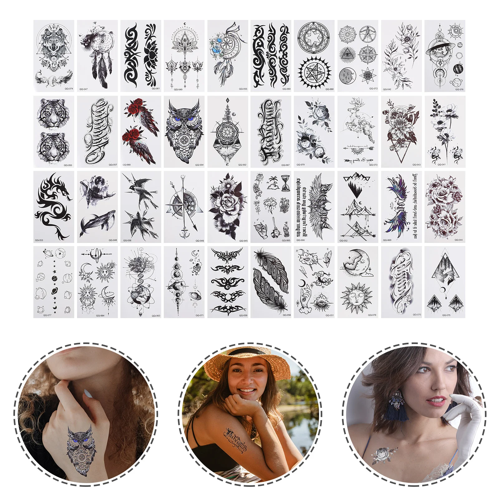 

40 листов, стильные модные креативные водонепроницаемые Временные татуировки, временные наклейки