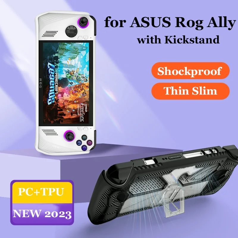 

"Shockproof Case For ROG Ally Portable Console Cover With Holder Soft Silicone+Hard PC For Asus ROG Ally Gamings Accessories "