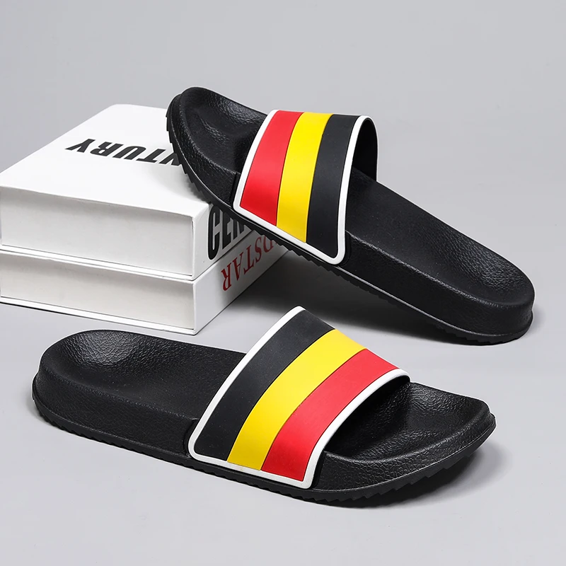 

Summer Men Women Slippers Thick Bottom Stripe Design Indoor Home Slides Bathroom Shoes Casual Outdoor Beach Sandals For Couple