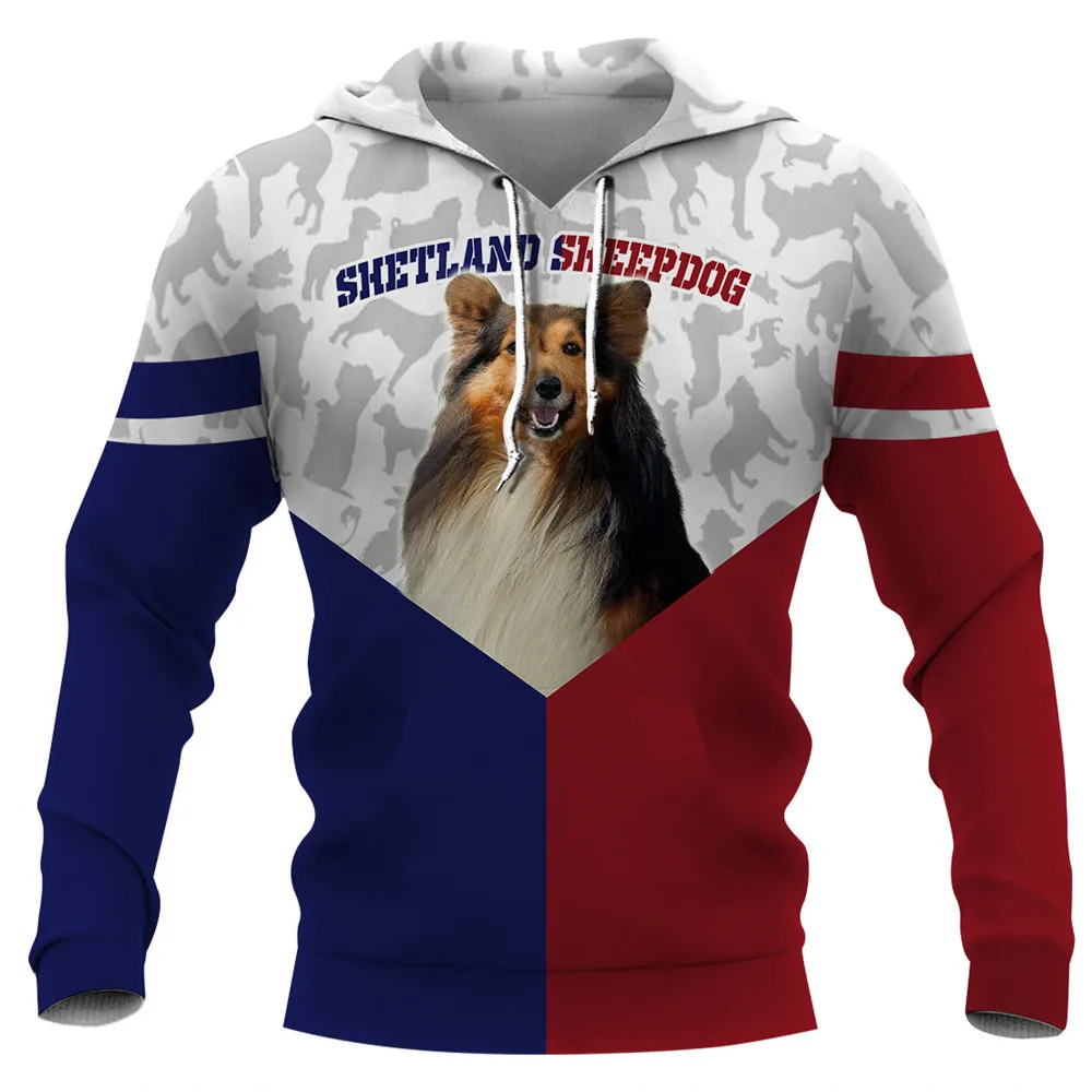 

CLOOCL Fashion Men Hoodie 3D Graphic Tricolor Shetland Sheepdog Hoodies Animals Sweatshirt Chihuahua Pullovers Sports Shirt