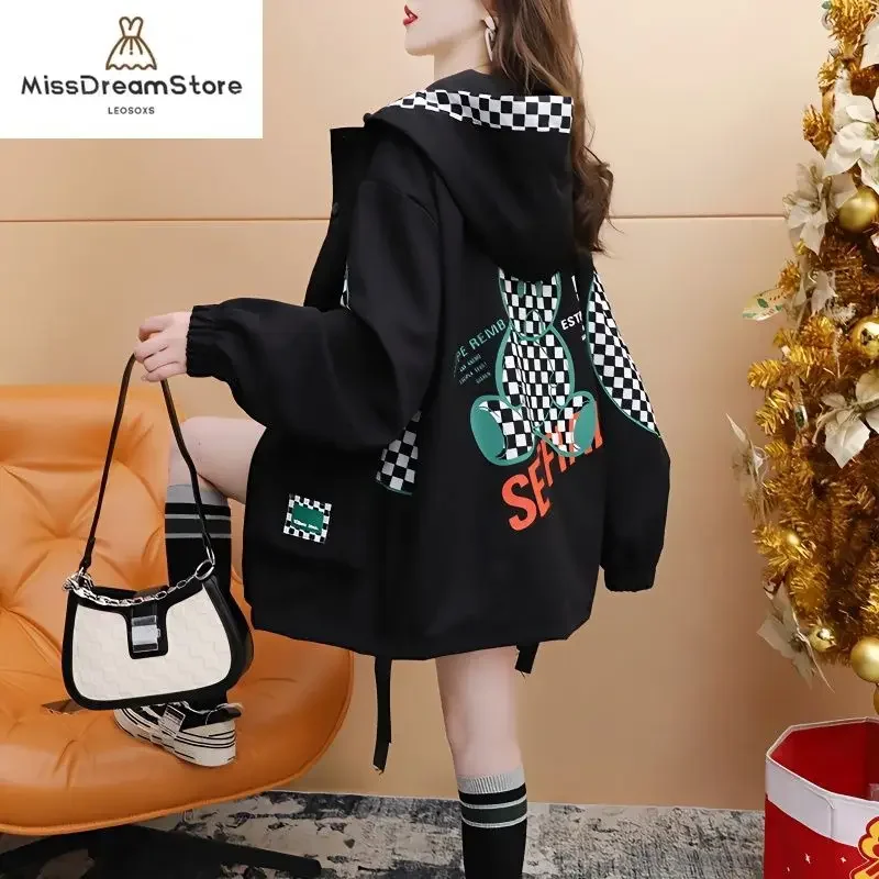 

Женская свободная куртка с капюшоном, дизайнерская Рабочая куртка для весны и осени, универсальная, со снижением возраста