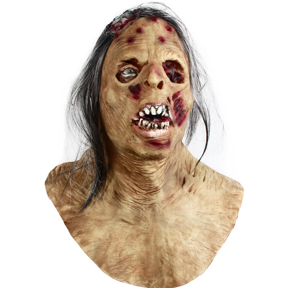 

Scary Zombie Head Mask Latex Creepy Halloween Costume Props Horror Adult Fancy Dress Party Decoration