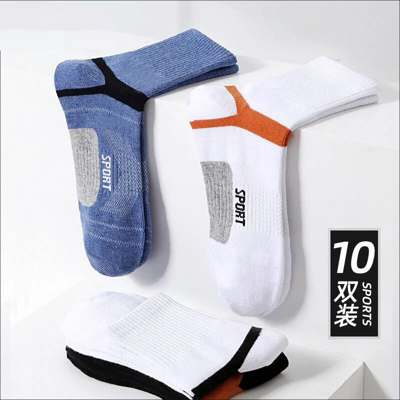 10 Pairs/ Lot High Quality Men Cotton Socks Black Sports Sock Casual Run Spring Summer Sock Men Breathable Male Sokken Size38-45