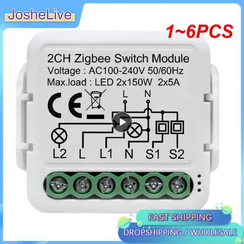 

Умный Wi-Fi модуль для занавесок Tuya, 1 ~ 6 шт., потайной переключатель для роликового затвора, электродвигатель, 1/2 комплектов, совместимый с Alexa Google Home