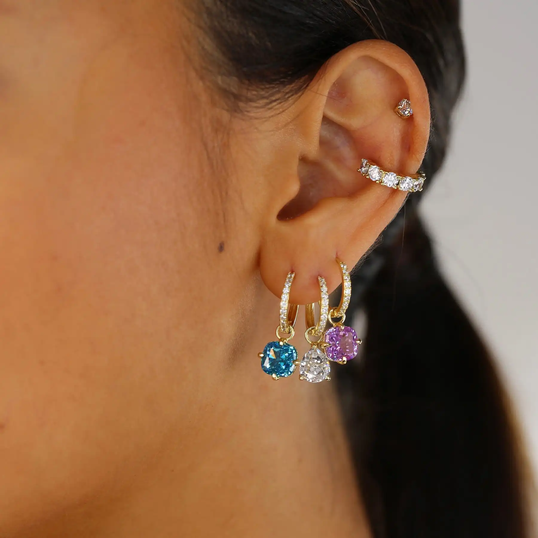 

Jewelry Sets Geometric CZ Dangle Earrings Round and Rectangle Pendant 5A Zirconia Earring Gold Color Fashion Jewelry for Party