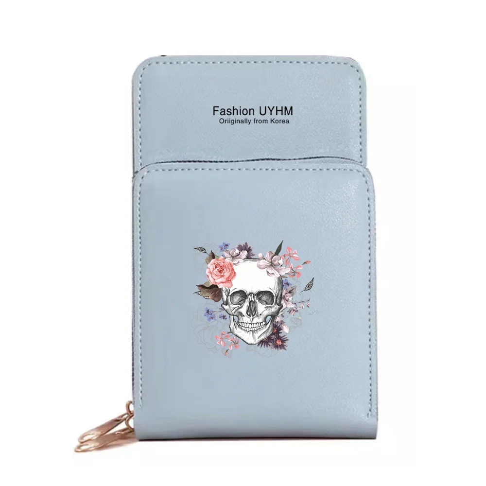 Fashion Women Wallets Card Pack Touch Screen Mobile Phone Bag Female Shoulder Messenger Bags Color Print Coin Key Storage Purse