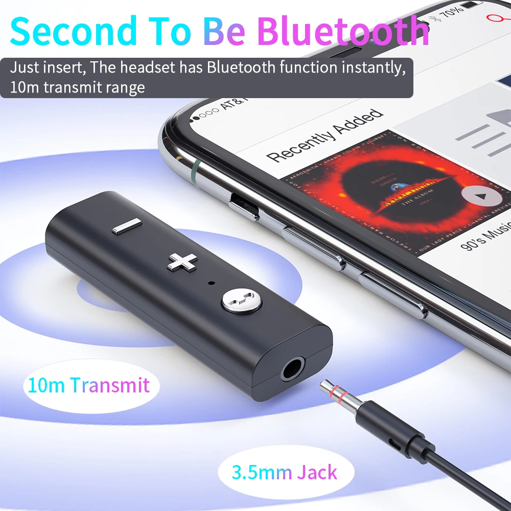 NEW Wireless Adapter Bluetooth 5.0 Receiver For 3.5mm Jack Earphone Aux Audio Music Transmitter Headphone |