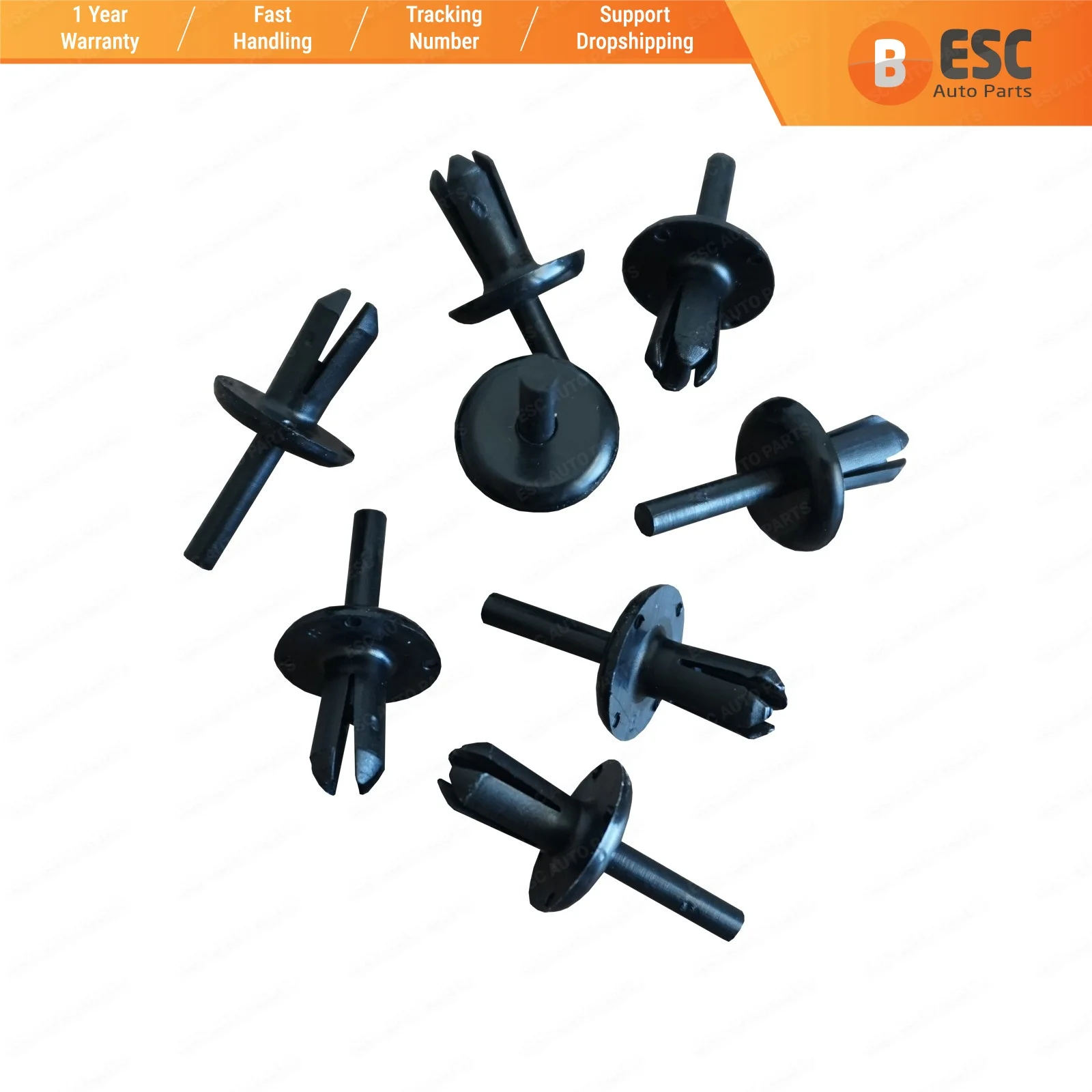 

ESC ECF1213 10 Pieces Plastic Rivet for Volvo: 1268176-3, Mercedes: A 0009904529