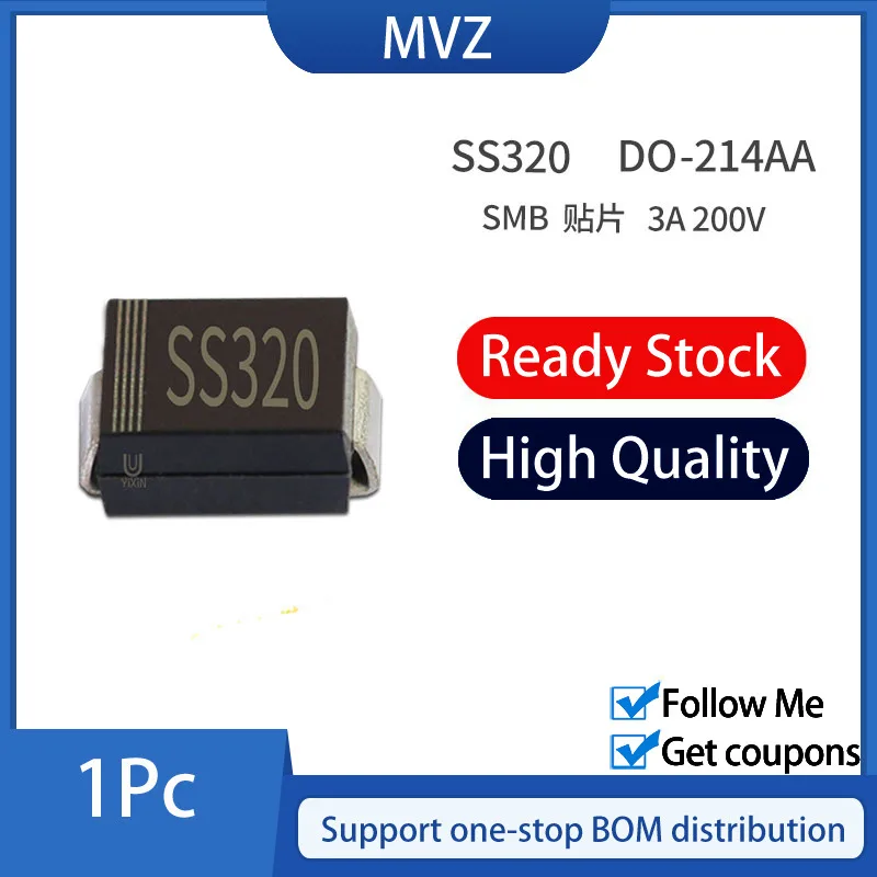 50 шт. SMD Schottky ВЫПРЯМИТЕЛЬ барьера диод SK14 SS320 SS56 SS54 SS32 SS22 SS54BF SS210 2A 40 в 60 80 30 20 SMB DO-214AA |
