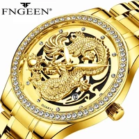 fngeen mens top luxury golden wristwatch waterproof automatic mechanical watches dragon diamond clock best gift