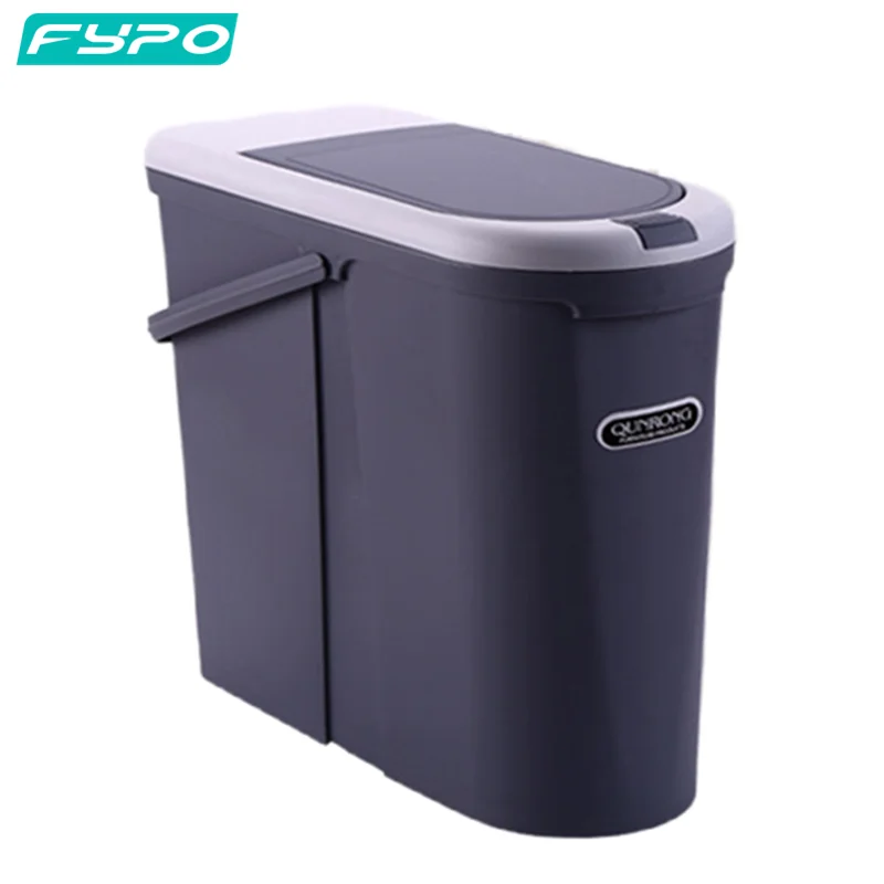 

Мусорная корзина на 8 л, прямоугольная пластиковая мусорная корзина с ручками, тонкий профиль, для спальни, гостиной, офиса