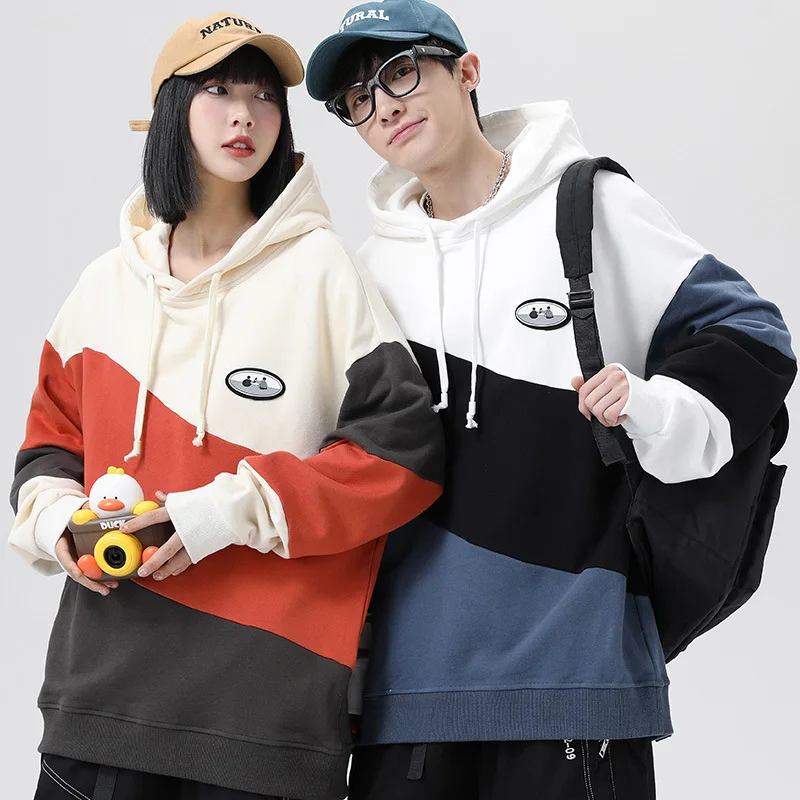 

Couple Clothes Color-blocking Fashion Hoodie Men 2022 Spring and Autumn Loose Trend Pullover Sweatshirt Streetwear Men