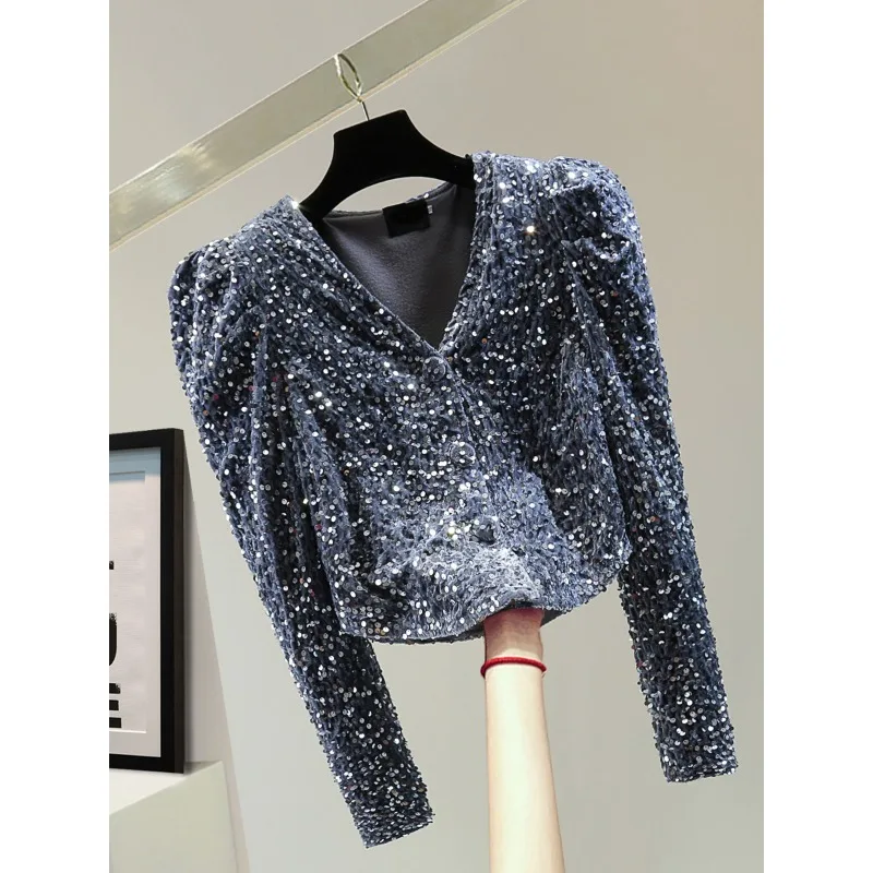 Осень и зима новый высококачественный короткий красный бархатный топ с