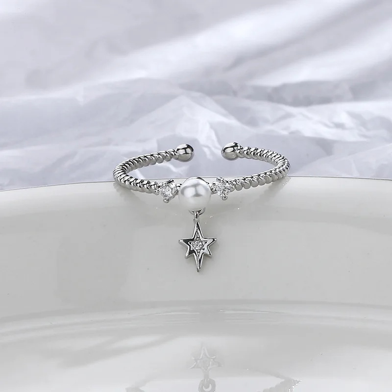 Корейское изысканное кольцо с шестиконечной звездой женское стильное модным