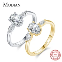 modian 2021 real 925 sterling silver oval clear cubic zirconia classic charm dazzling finger rings for women wedding jewelry