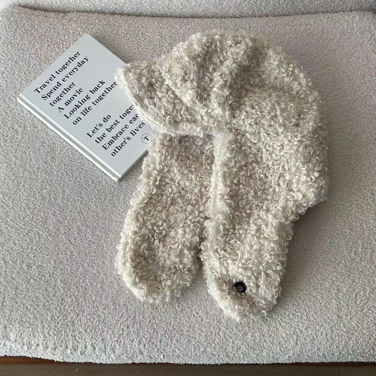 Русская шапка-ушанка корейская однотонная женская зимняя шапка уличная вязаная