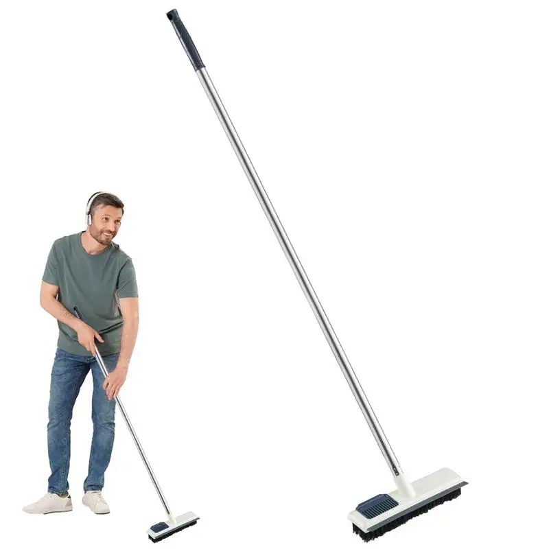 Щетка для чистки пола 2 в 1 с регулируемой длинной ручкой и жесткой щетиной