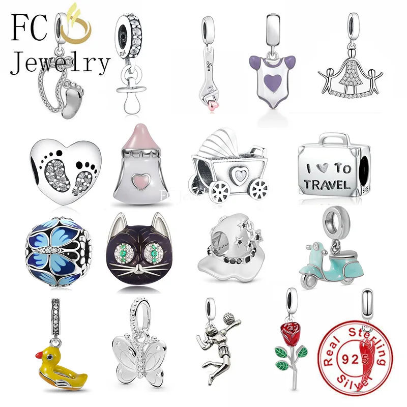FC Jewelry Fit Original Pan Charms Bracelet Real 925 Sterling Silver Mum and Baby Foot Dangle Bead For Making Women Berloque