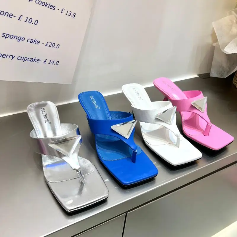 

2022 Fashion Woman Pumps Thin High Heels Ladies Slides Rubber Slippers Shoes For Women Sandals Flip Flops Female Shoes