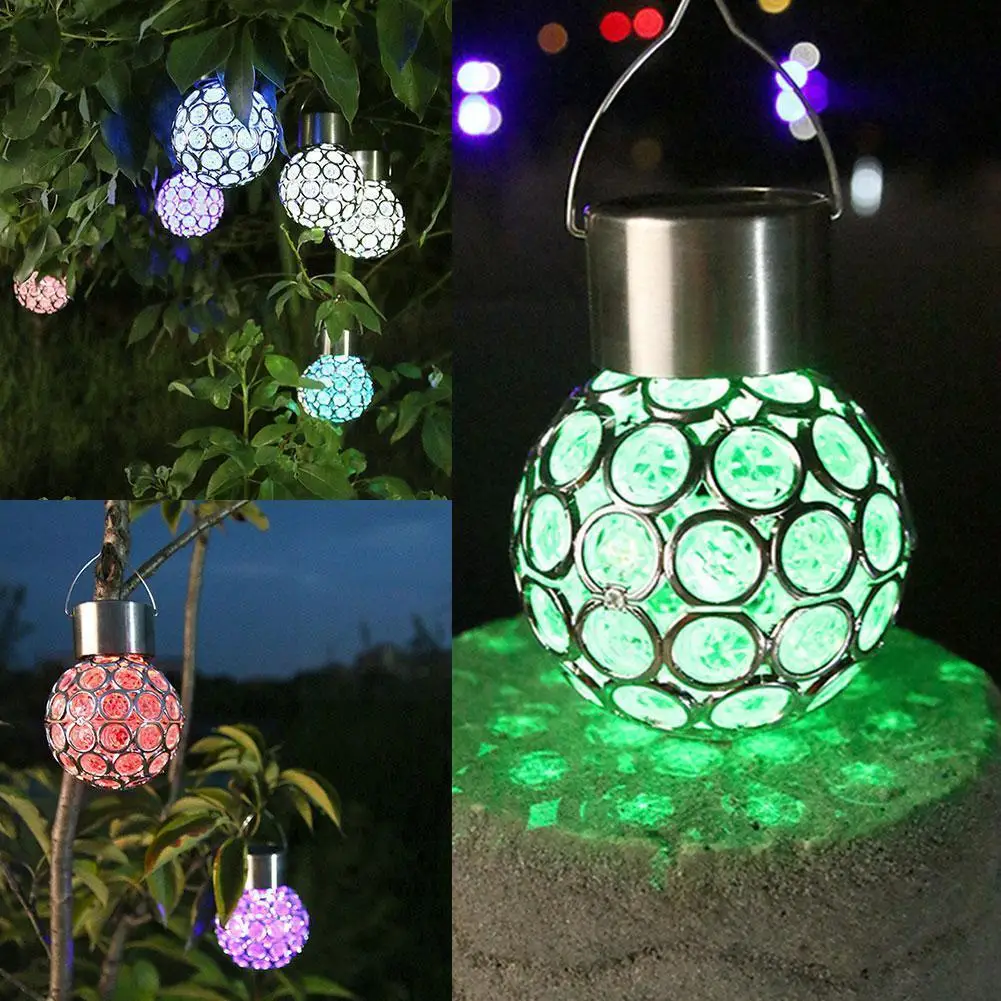

Solar Glass Garden Lights Crystal Induction Fairy Hanging Coloured Outdoor Waterproof ForWedding/Patio/Pathway Lamp Light S H4A9