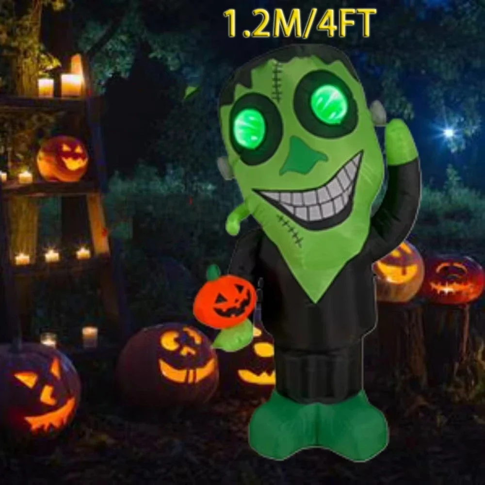 4-футовые Надувные Зеленые Головы Призраков Со Встроенными Светодиодными