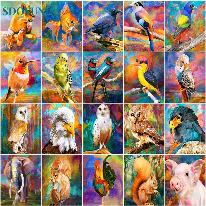 

SDOYUNO DIY Painting By Numbers Colorful Animal Kit Picture By Number Modern Decorative On Canvas Wall Art Oil Painting For Deco