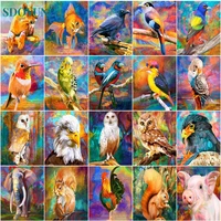 sdoyuno diy painting by numbers colorful animal kit picture by number modern decorative on canvas wall art oil painting for deco