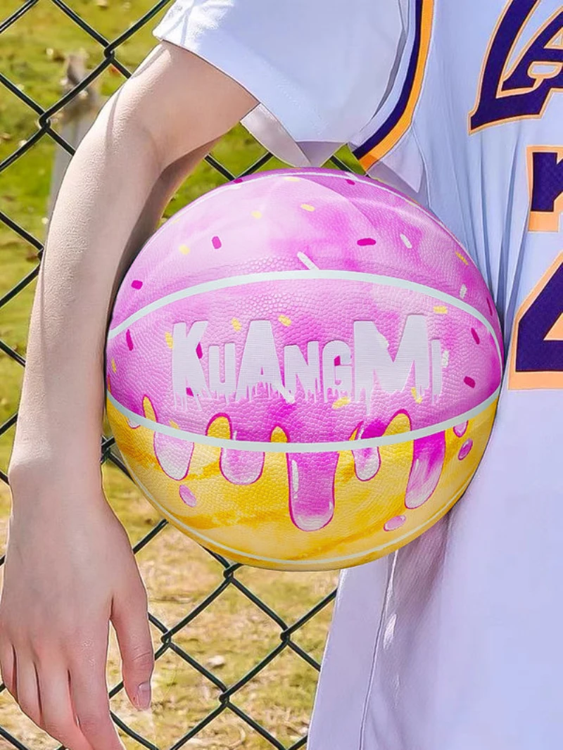 Summer New Kuangmi Ice Cream Basketball PU Pink Yellow Popsicle Personality PU Game Street Ball Size 7 Gift for Girl