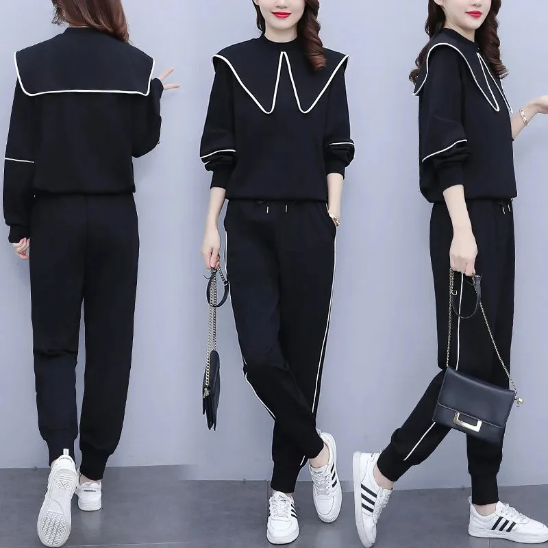 Женский спортивный костюм из двух предметов повседневный Свободный пуловер и