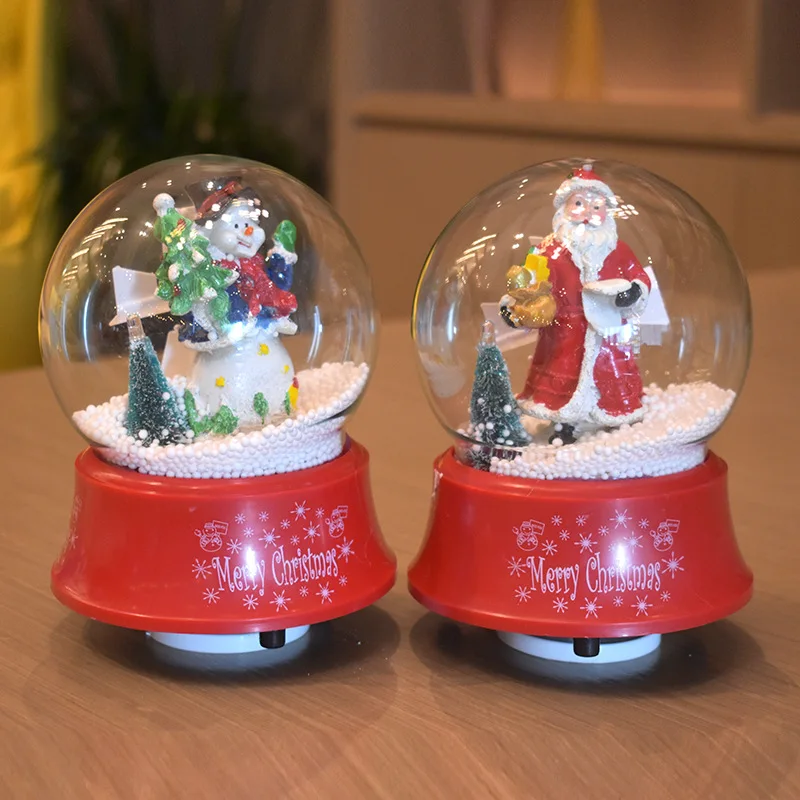 

2023 Christmas Decoration for Home New Year Christmas Ball Snow Music Glowing Rotating Santa Snowman Music Box Children's Gift