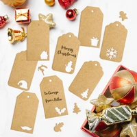 christmas kraft paper tags hollow santa claus snowflakes labels card diy handmade gift wrapping paper labels navidad decorations