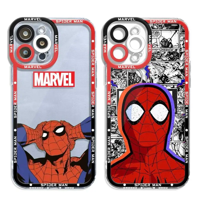

Clear Phone Case For Apple iPhone 14 13 12 11 Pro Max 13 12 Mini XS Max XR X 7 8 6 6S Plus Transparent Shell Funny Spider Man