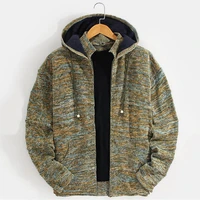 new mens autumn and winter loose hooded sweater zipper cardigan sweater jacket
